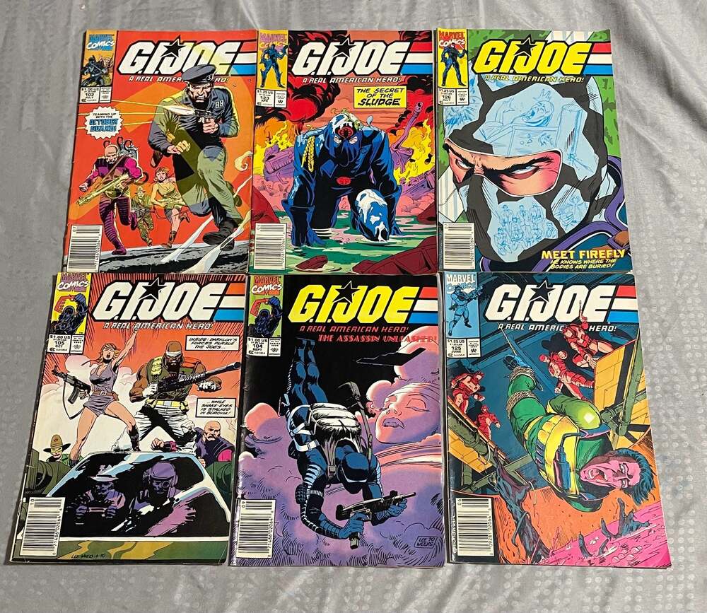 Lot of 6 Vintage Comics G.I. Joe: 102, 104, 105, 123, 125, 126